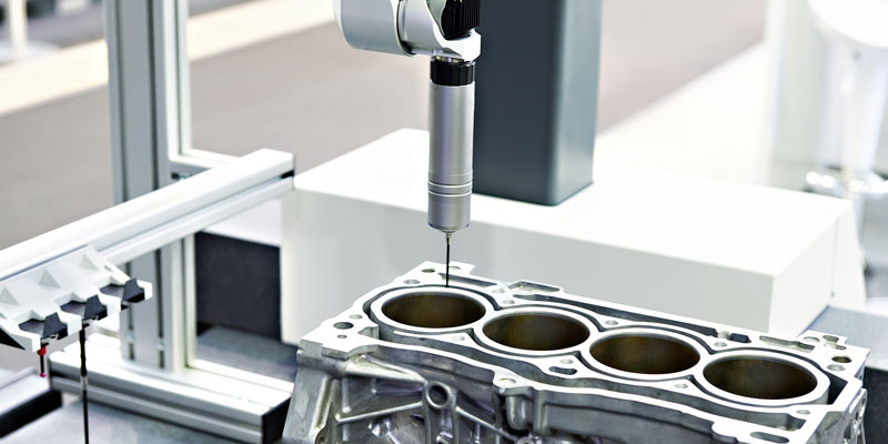 Quality control of an industrial automotive part using a coordinate measuring machine (CMM)